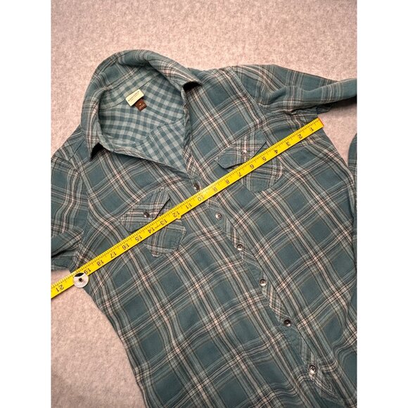 Sonoma Life + Style Women’s M Teal Plaid Flannel Button Down Shirt Long Sleeve - Picture 7 of 9